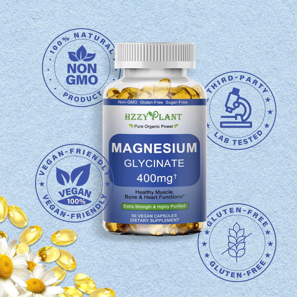 Magnesium Glycinate Softgels, High Absorption Magnesium Glycinate 400mg Supplement for Muscle, Heart, Sleep & Bone Support, Bisglycinate Softgel Capsules Supplement, Vegan, Non-GMO, 2 Month Supply - TrustMedUSA