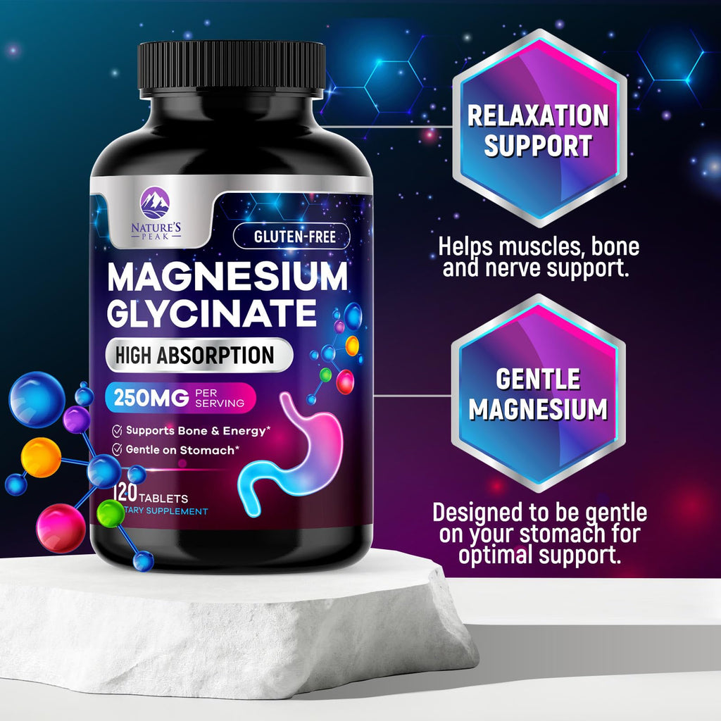 Magnesium Glycinate Supplement 250mg - 100% Chelated & Purified - to Support Sleep, Heart Health, Muscles, & Bone Strength - Best Absorption Magnesium Glycinate Capsules, Bottled in USA - 120 Tablets - TrustMedUSA