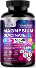 Magnesium Glycinate Supplement - 500mg Magnesium Per Serving - 100% Chelated & Purified - Supports Sleep, Heart Health, & Muscle Strength - Best Absorption Magnesium, Bottled in USA - 60 Tablets - TrustMedUSA