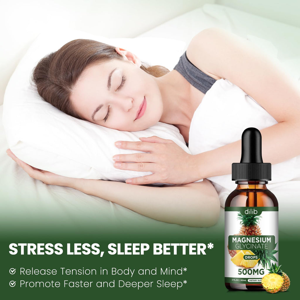 Magnesium Glycinate Supplement, Liquid Magnesium Glycinate Liquid Drops 500mg-Support Stress Relief, Relaxation, Mood, Sleep, Bone & Muscle-2 Fl Oz, Vegan, Pineapple Flavor - TrustMedUSA