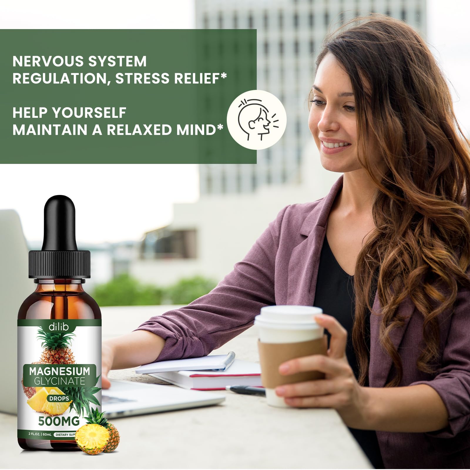 Magnesium Glycinate Supplement, Liquid Magnesium Glycinate Liquid Drops 500mg-Support Stress Relief, Relaxation, Mood, Sleep, Bone & Muscle-2 Fl Oz, Vegan, Pineapple Flavor - TrustMedUSA