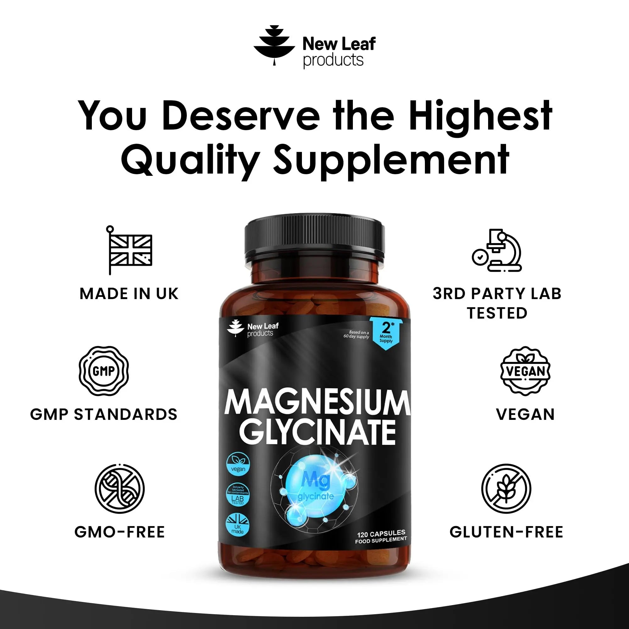 Magnesium Glycinate Supplements - 1040mg of Magnesium - 120 High Strength Capsules - TrustMedUSA