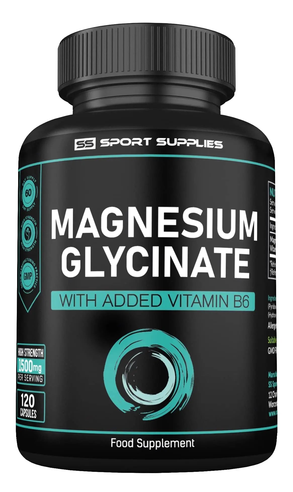 Magnesium Glycinate Supplements & Vitamin B6 - 120 High Strength Capsules - TrustMedUSA