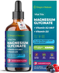 Magnesium Glycinate, Vitamin K2 & D3 Supplement – GMO-Free – VIT D MK7 K2 Vitamin Supplement & Magnesium Blend – with Nutrients for Bone Nutrition & Cardiovascular Function (Mixed Berry, 60 mL) - TrustMedUSA