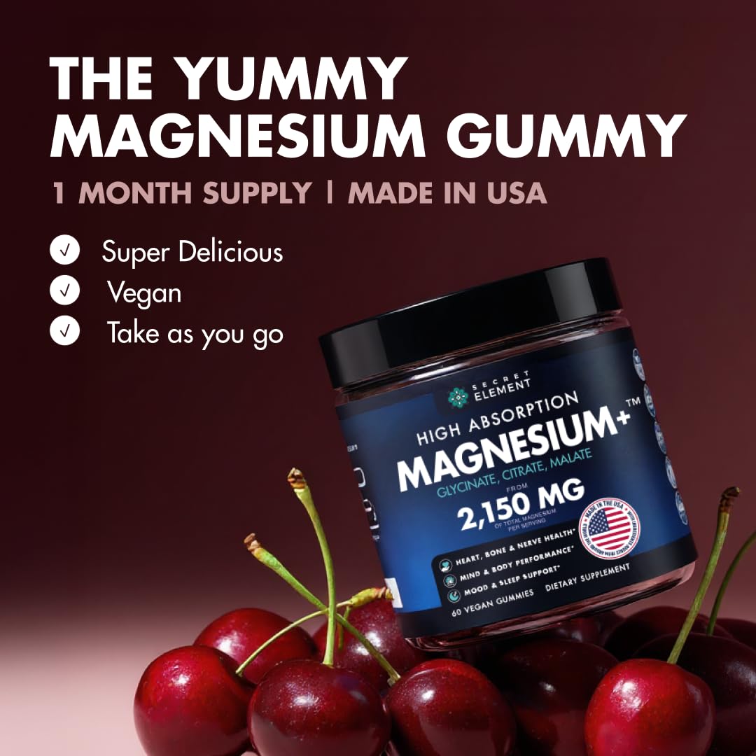 Magnesium Gummies 3in1 - Glycinate, Citrat, Malate 2150 MG High Absorption Supplement, Sugar-Free, Vegan, Chews for Men & Women, Inspired by Wellness Traditions - TrustMedUSA