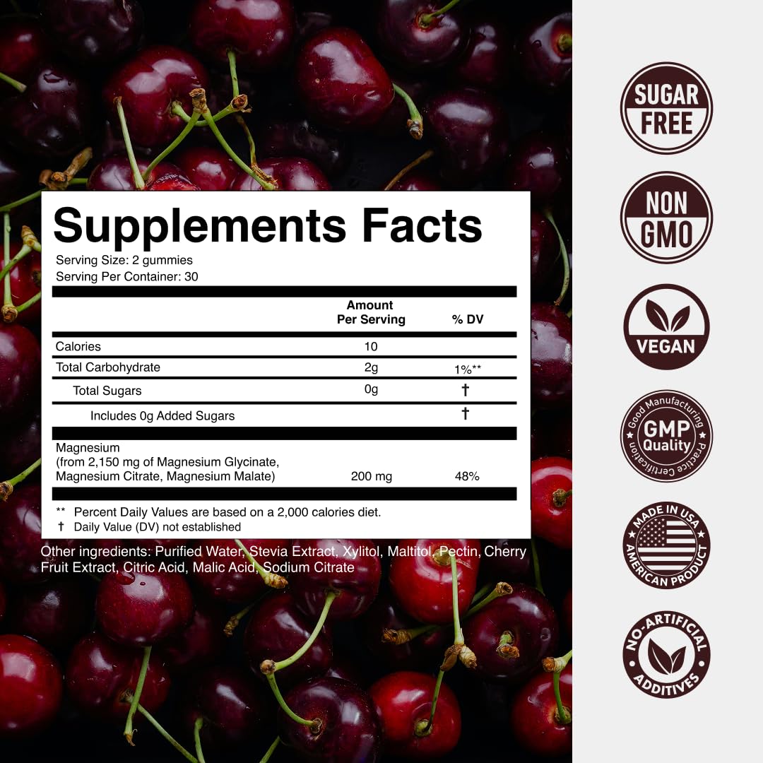 Magnesium Gummies 3in1 - Glycinate, Citrat, Malate 2150 MG High Absorption Supplement, Sugar-Free, Vegan, Chews for Men & Women, Inspired by Wellness Traditions - TrustMedUSA