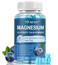 Magnesium Gummies 600mg per Serving-Magnesium Glycinate 400mg and Magnesium Malate 200mg,Sugar Free Magnesium Potassium Supplement for Calm Mood, Muscle, Bone & Sleep Support,60 Blueberry Gummies - TrustMedUSA