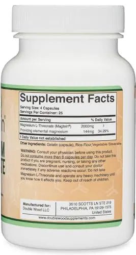 Magnesium L Threonate Capsules (Magtein) – High Absorption Supplement – Bioavailable - TrustMedUSA
