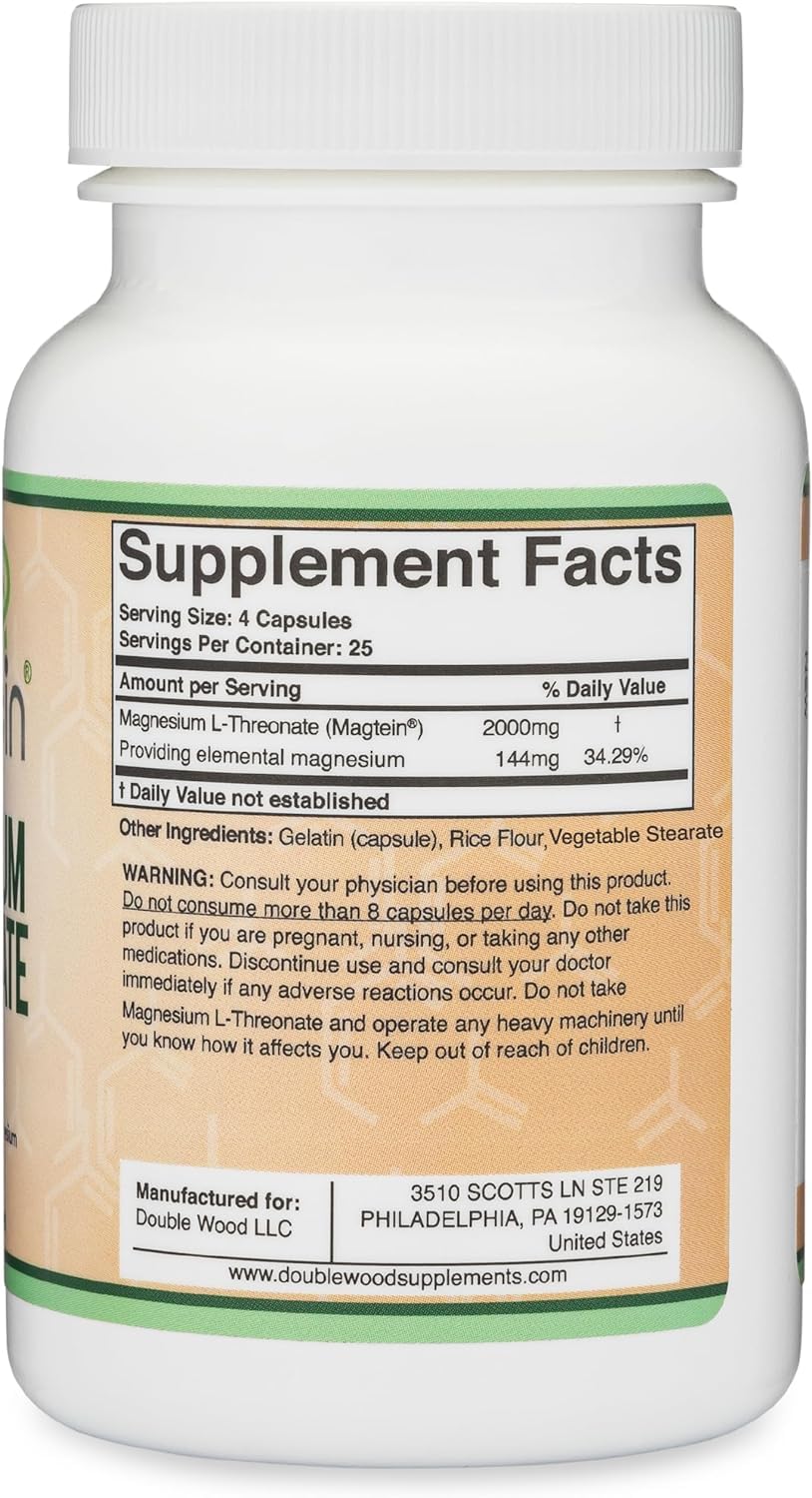 Magnesium L Threonate, Magtein - NSF Certified - Sleep and Cognitive Support – High Absorption - TrustMedUSA