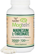 Magnesium L Threonate, Magtein, Sleep and Cognitive Support – High Absorption – Most Bioavailable Form of Magnesium – 2,000 mg – 120 Capsules - TrustMedUSA