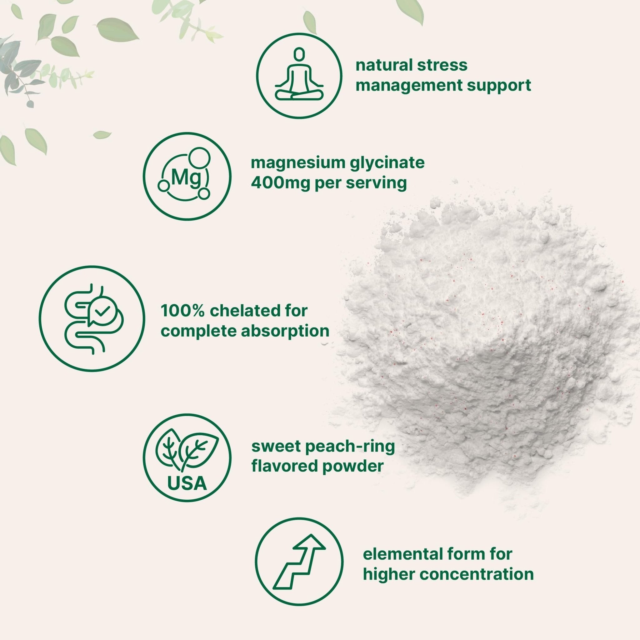 Magnesium Powder, 12oz (56 Servings) | Magnesium Glycinate Powder | Sweet Peach Ring Flavored | Sleep, Muscle, Heart & Nerve Health Support | Easily Absorbed | Non-GMO, Vegan, Sugar Free - TrustMedUSA