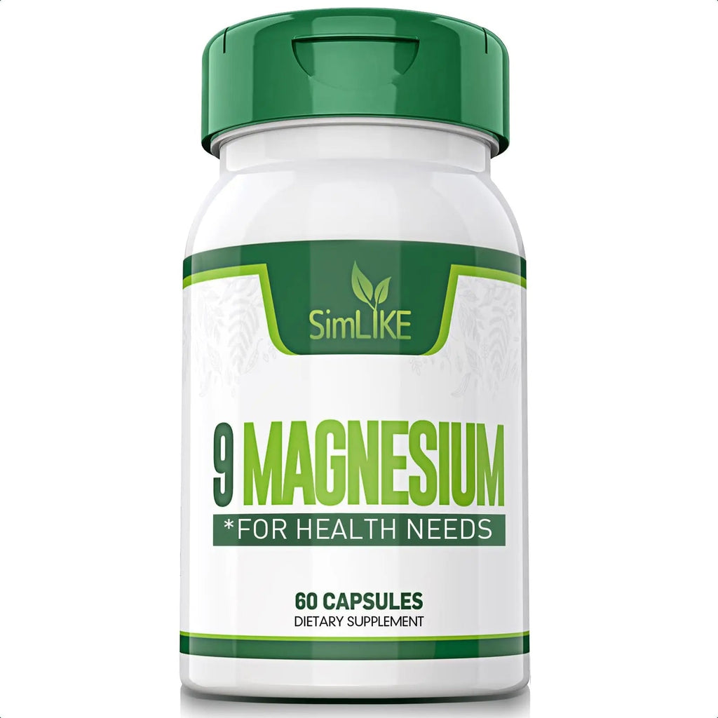 Magnesium Supplement with 9 Forms of High Absorption Magnesium Glycinate, L-threonate, Citrate, Malate and More for Muscle, Brain Support, Non-GMO, Gluten & Soy Free, 60 Capsules - TrustMedUSA