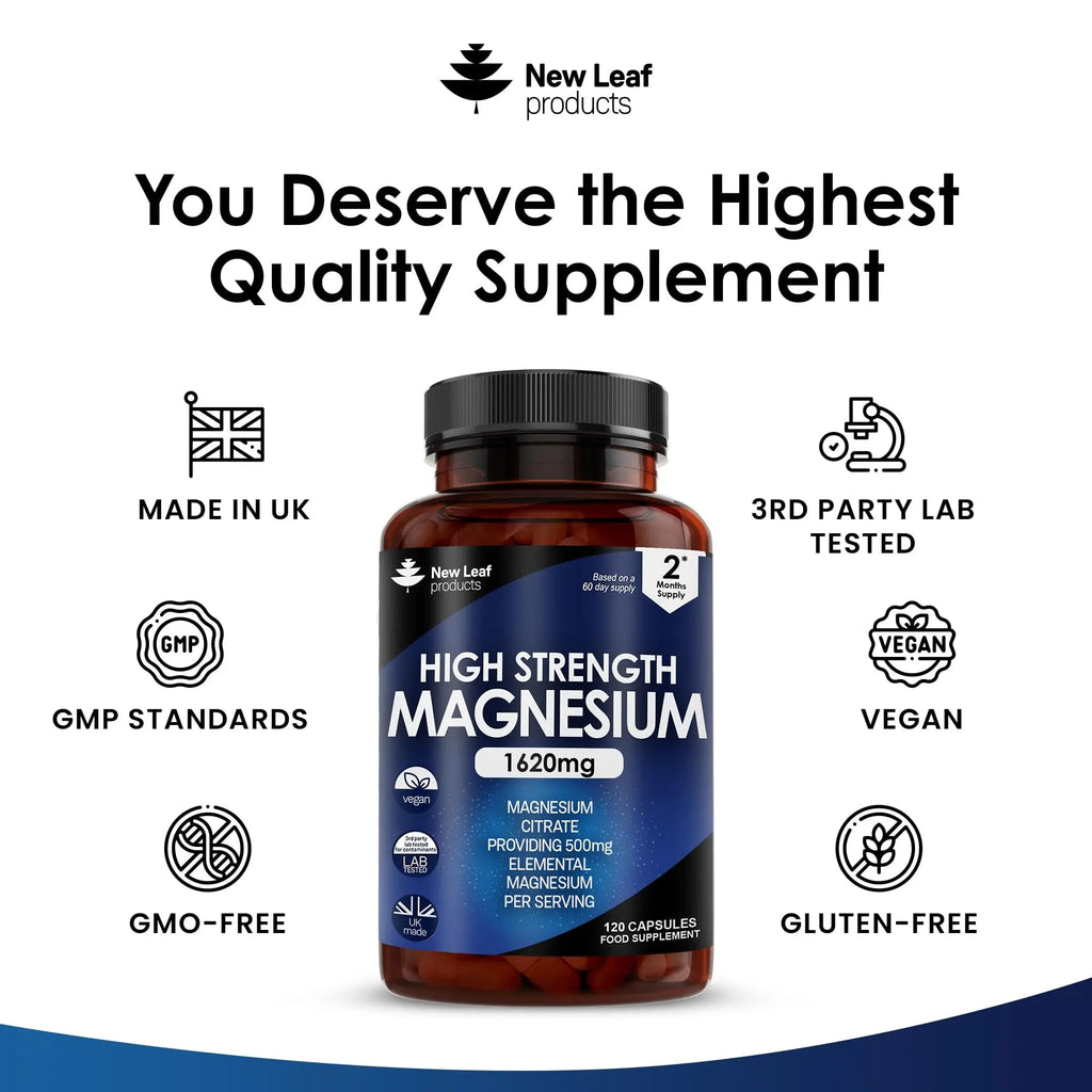 Magnesium Supplements 1620mg - Super Strength - Magnesium Citrate Capsules - TrustMedUSA