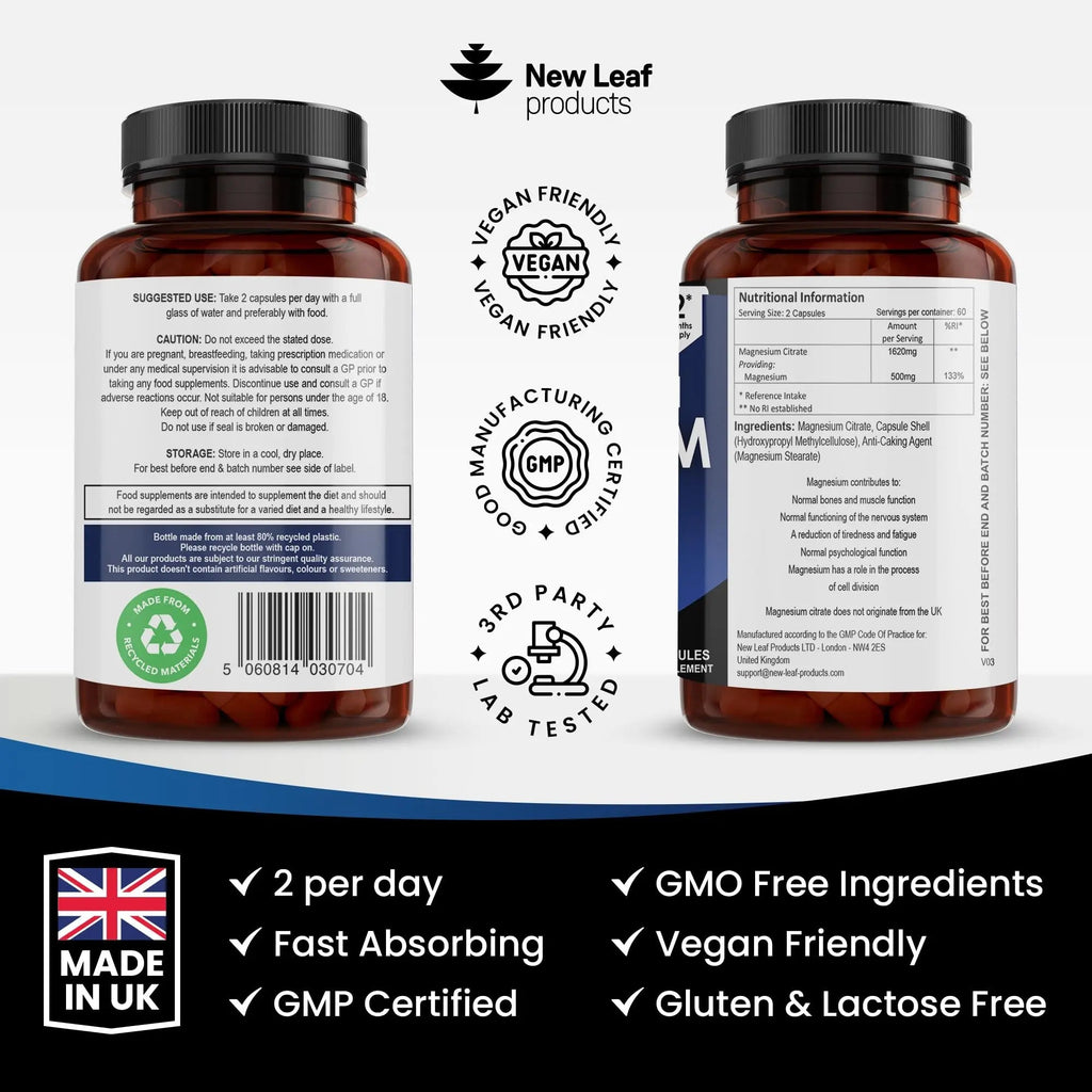 Magnesium Supplements 1620mg - Super Strength - Magnesium Citrate Capsules - TrustMedUSA