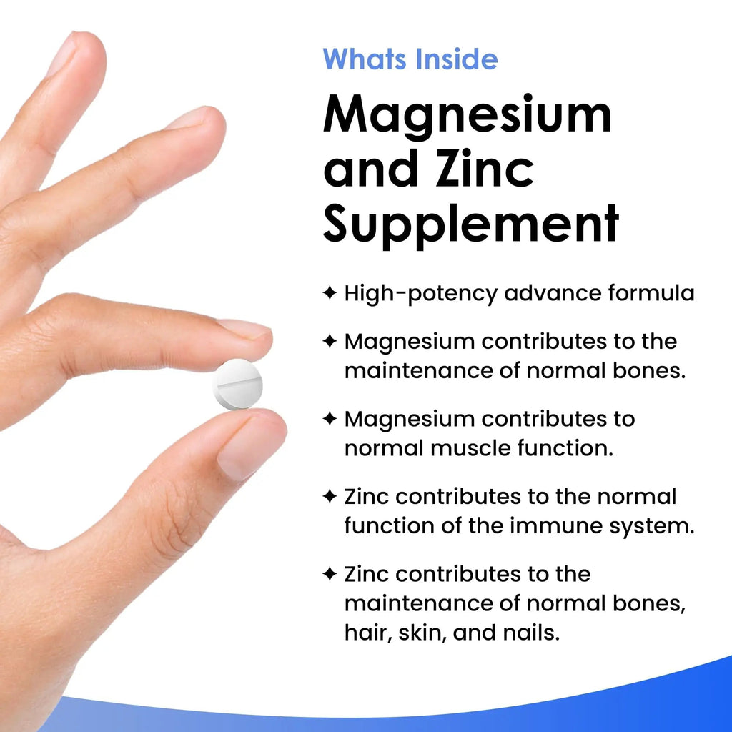Magnesium Supplements 516mg With Zinc - 120 Magnesium Tablets Supports Muscle - TrustMedUSA