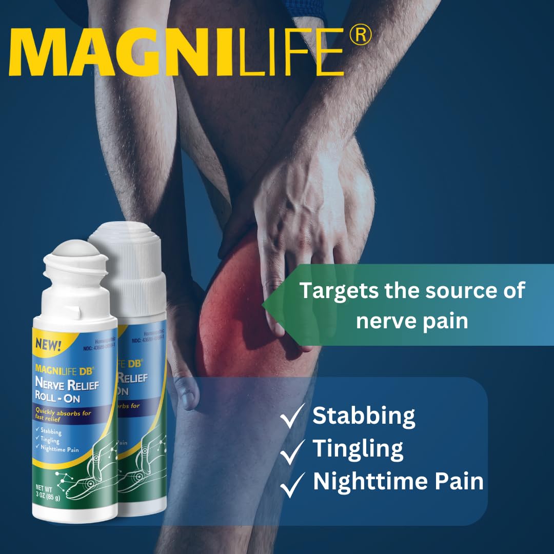 Magnilife DB Nerve Relief Roll On, 3 Oz, Topical Nerve Pain Relief for Feet, Legs, Hands & Arms, Helps Soothe Stabbing, Burning & Tingling Discomfort, Fast-Absorbing, Non-Greasy & Unscented Formula - TrustMedUSA