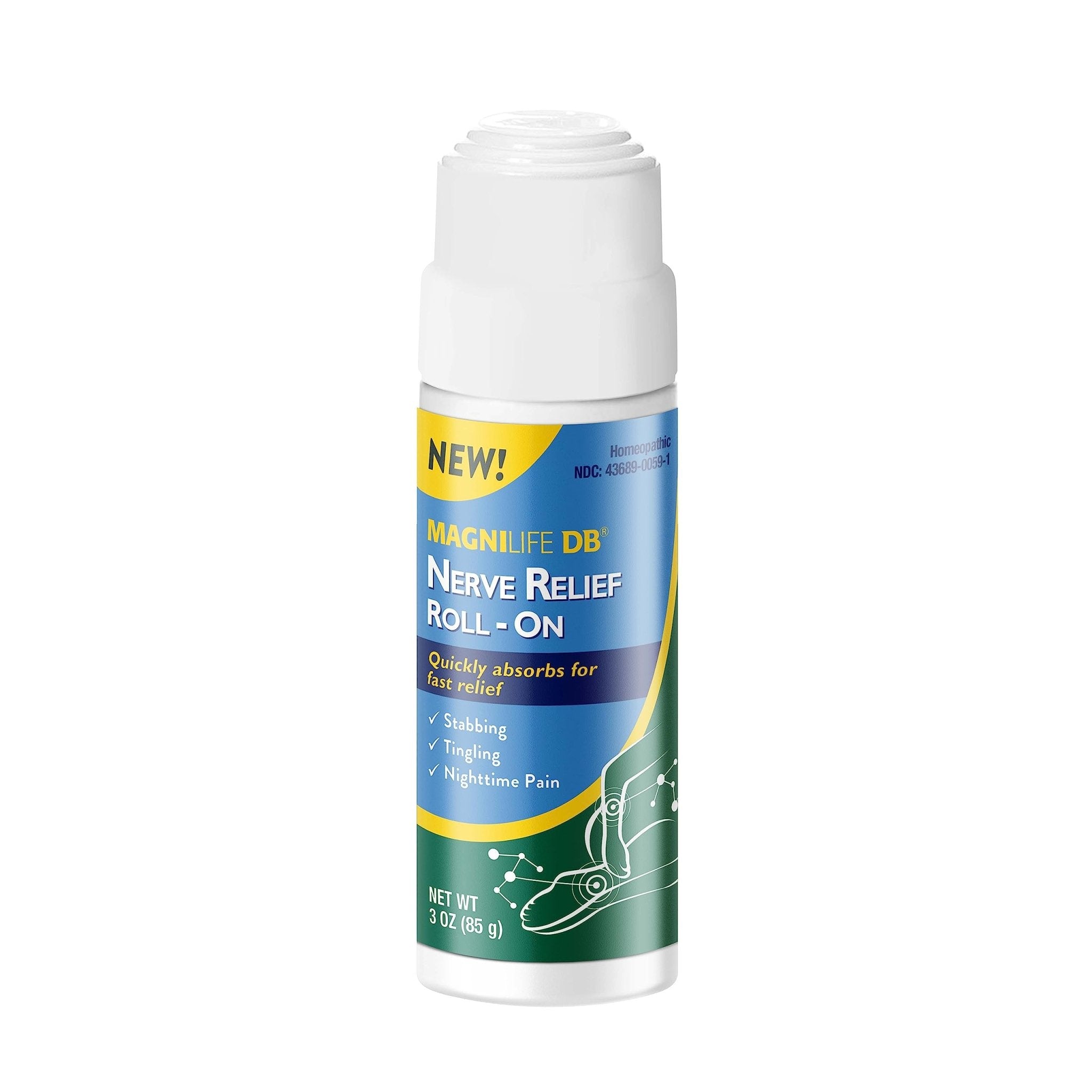 Magnilife DB Nerve Relief Roll On, 3 Oz, Topical Nerve Pain Relief for Feet, Legs, Hands & Arms, Helps Soothe Stabbing, Burning & Tingling Discomfort, Fast-Absorbing, Non-Greasy & Unscented Formula - TrustMedUSA