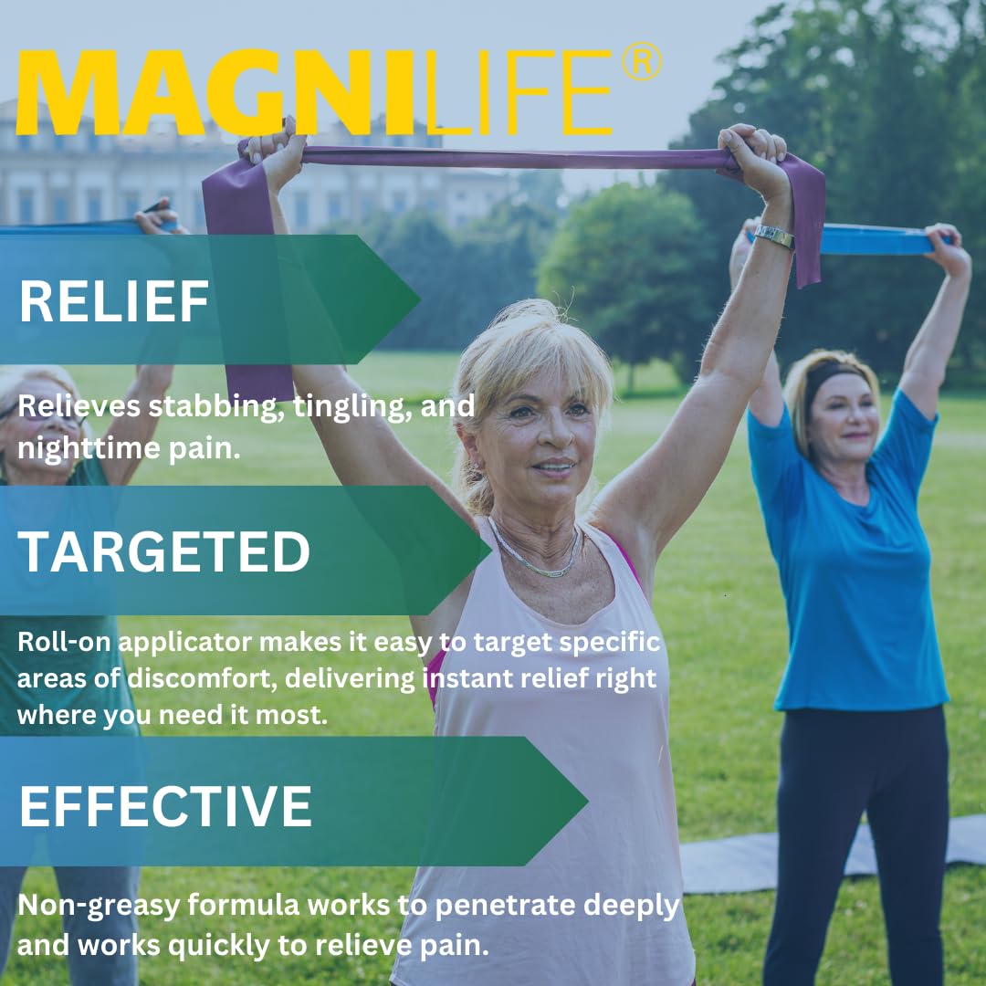 Magnilife DB Nerve Relief Roll On, 3 Oz, Topical Nerve Pain Relief for Feet, Legs, Hands & Arms, Helps Soothe Stabbing, Burning & Tingling Discomfort, Fast-Absorbing, Non-Greasy & Unscented Formula - TrustMedUSA