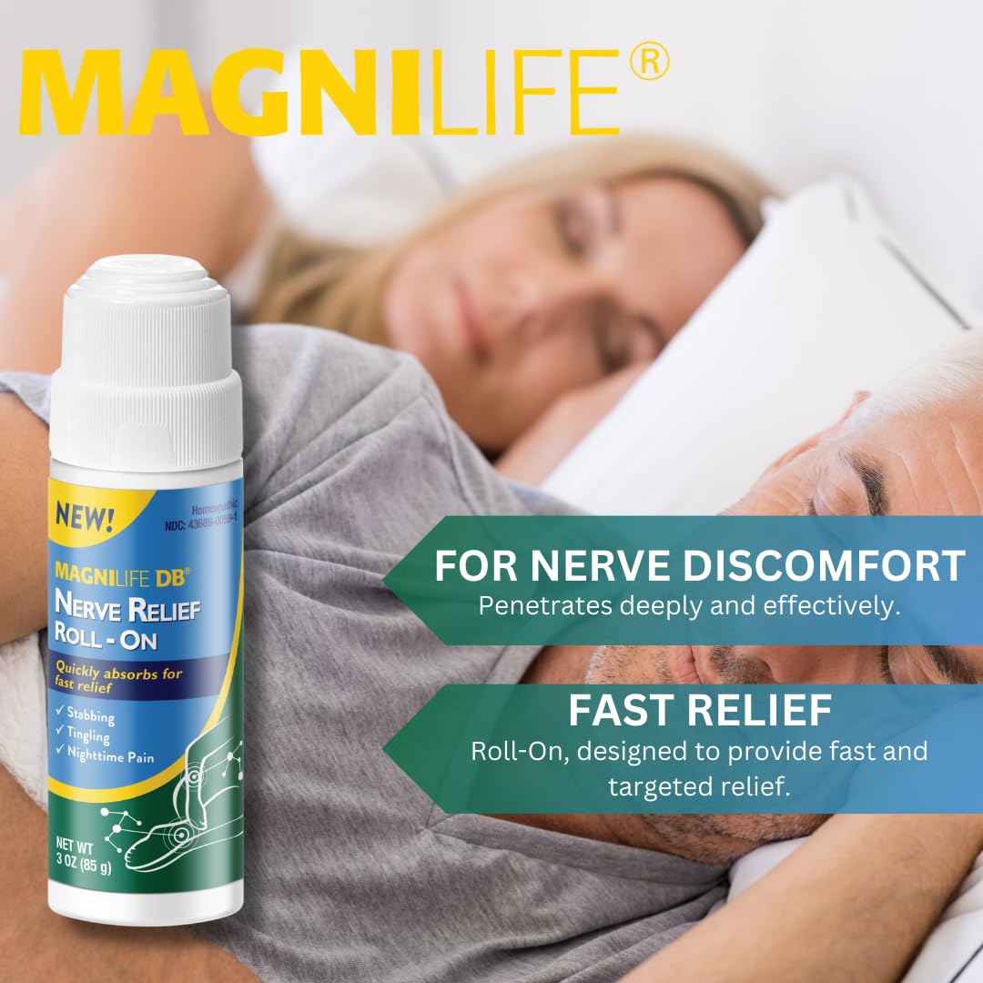 Magnilife DB Nerve Relief Roll On, 3 Oz, Topical Nerve Pain Relief for Feet, Legs, Hands & Arms, Helps Soothe Stabbing, Burning & Tingling Discomfort, Fast-Absorbing, Non-Greasy & Unscented Formula - TrustMedUSA