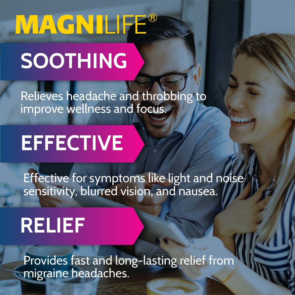 MagniLife Migraine Relief, Non-Habit Forming, 90 Homeopathic Tablets, Migraine Medicine for Light & Sound Sensitivity, Nausea, Blurred Vision & Pressure, Quick-Dissolve Headache Pain Relief - TrustMedUSA
