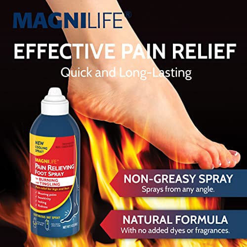 MagniLife Pain Relief Foot Spray, 3 oz, Pain Relief for Burning, Tingling or Sensitivity in Feet and Legs, No Alcohol Cooling Spray Moisturizes Dry, Cracked Heels - TrustMedUSA