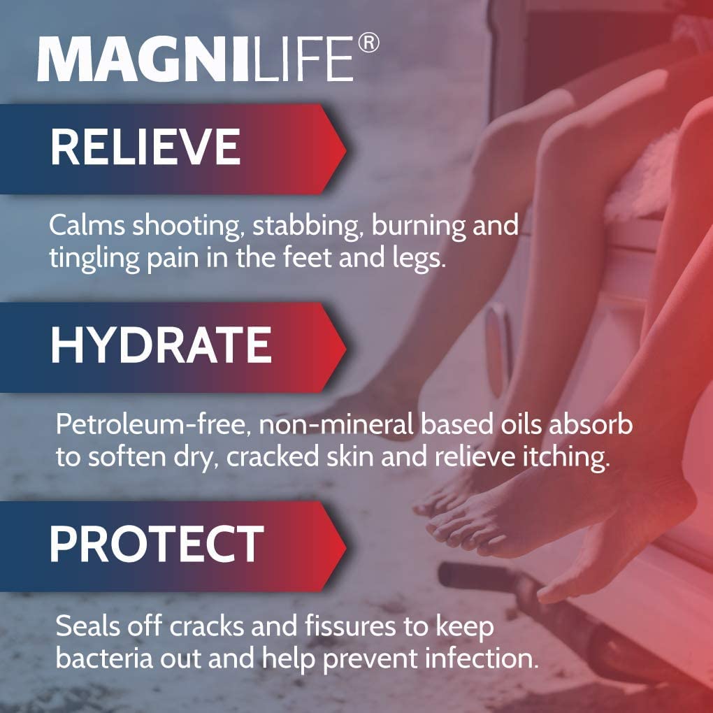 MagniLife Pain Relieving Foot Cream, 4 oz Tube, Soothing Relief for Soreness, Pain, Burning, Tingling, Itching or Sensitivity in Feet & Legs, Moisturizing & Hydrating Foot Cream, No Petroleum - TrustMedUSA