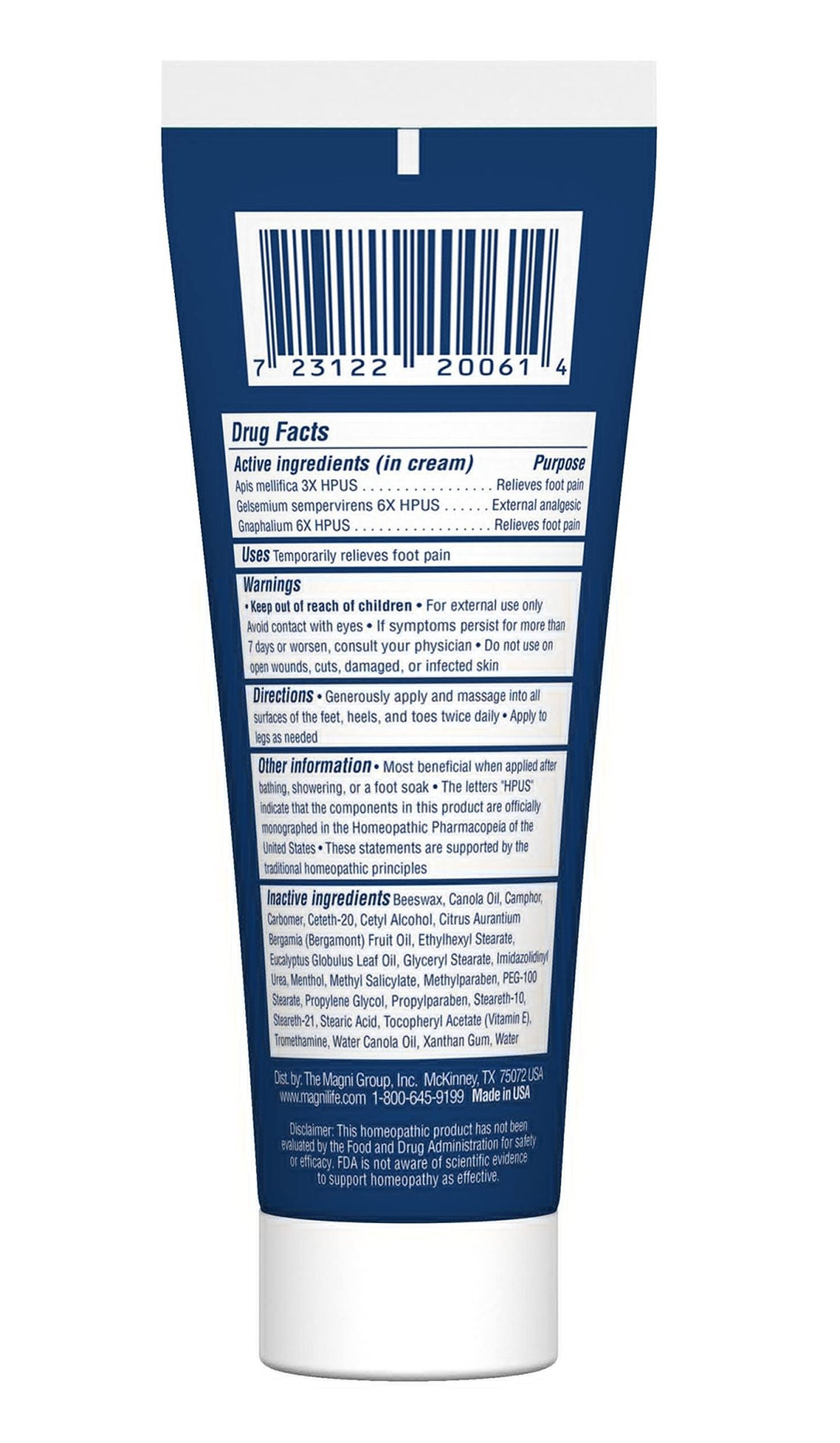 MagniLife Pain Relieving Foot Cream, 8 oz Tube, Soothing Relief for Soreness, Pain, Burning, Tingling, Itching or Sensitivity in Feet & Legs, Moisturizing & Hydrating Foot Cream, No Petroleum - TrustMedUSA