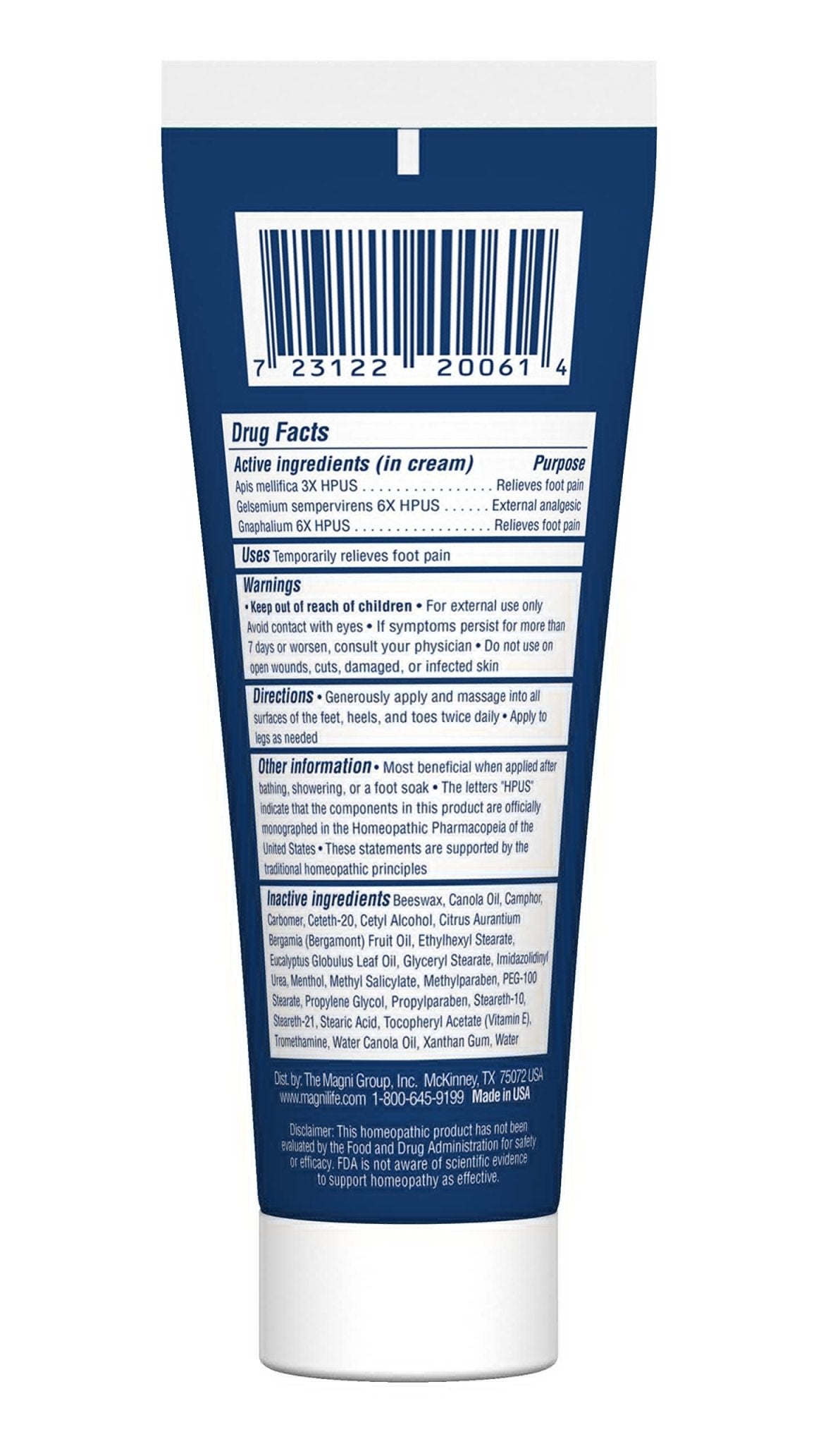 MagniLife Pain Relieving Foot Cream, 8 oz Tube, Soothing Relief for Soreness, Pain, Burning, Tingling, Itching or Sensitivity in Feet & Legs, Moisturizing & Hydrating Foot Cream, No Petroleum - TrustMedUSA