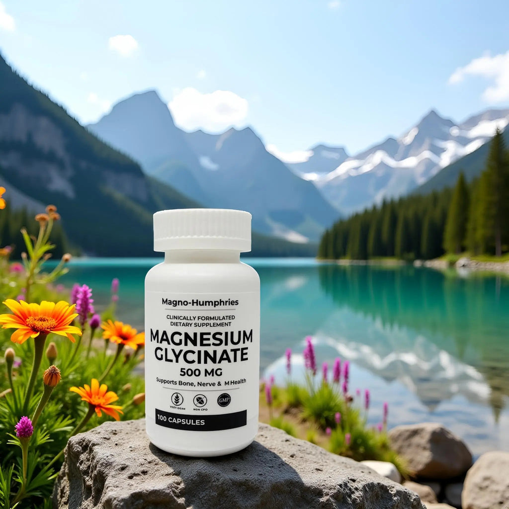 Magno-Humphries Magnesium Glycinate 500 mg - 100 Capsules | Gentle Chelated Form | Muscle, Nerve & Bone Support | Dietary Supplement | GMP Manufactured in The USA - TrustMedUSA