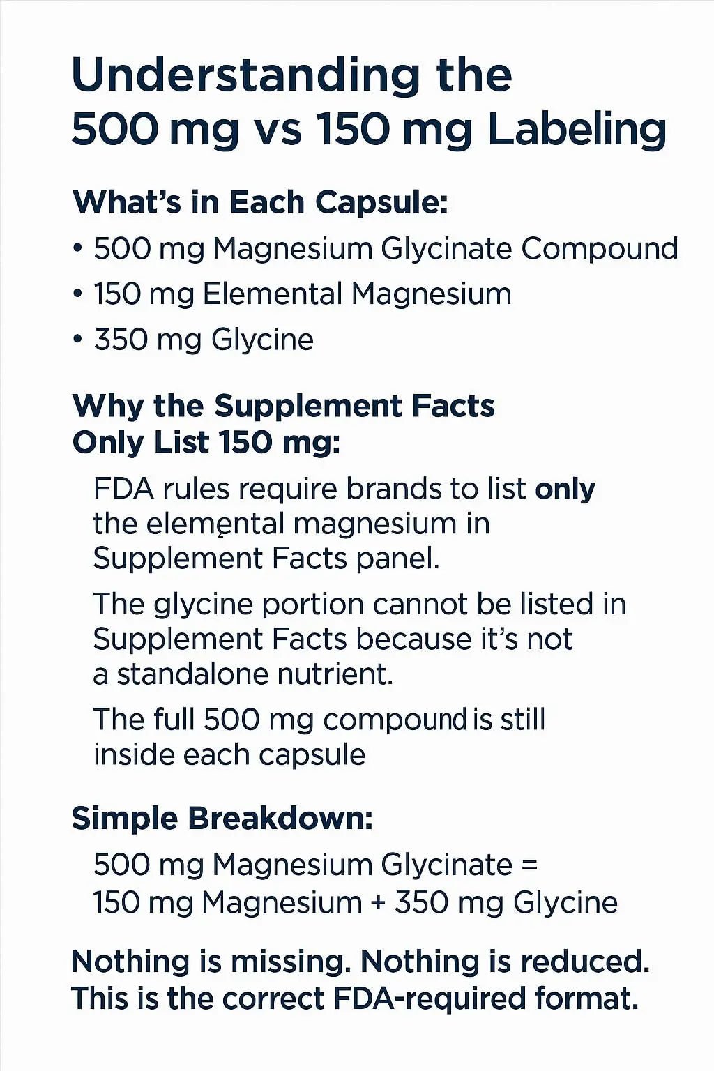 Magno-Humphries Magnesium Glycinate 500 mg - 100 Capsules | Gentle Chelated Form | Muscle, Nerve & Bone Support | Dietary Supplement | GMP Manufactured in The USA - TrustMedUSA