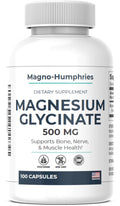 Magno-Humphries Magnesium Glycinate 500 mg - 100 Capsules | Gentle Chelated Form | Muscle, Nerve & Bone Support | Dietary Supplement | GMP Manufactured in The USA - TrustMedUSA