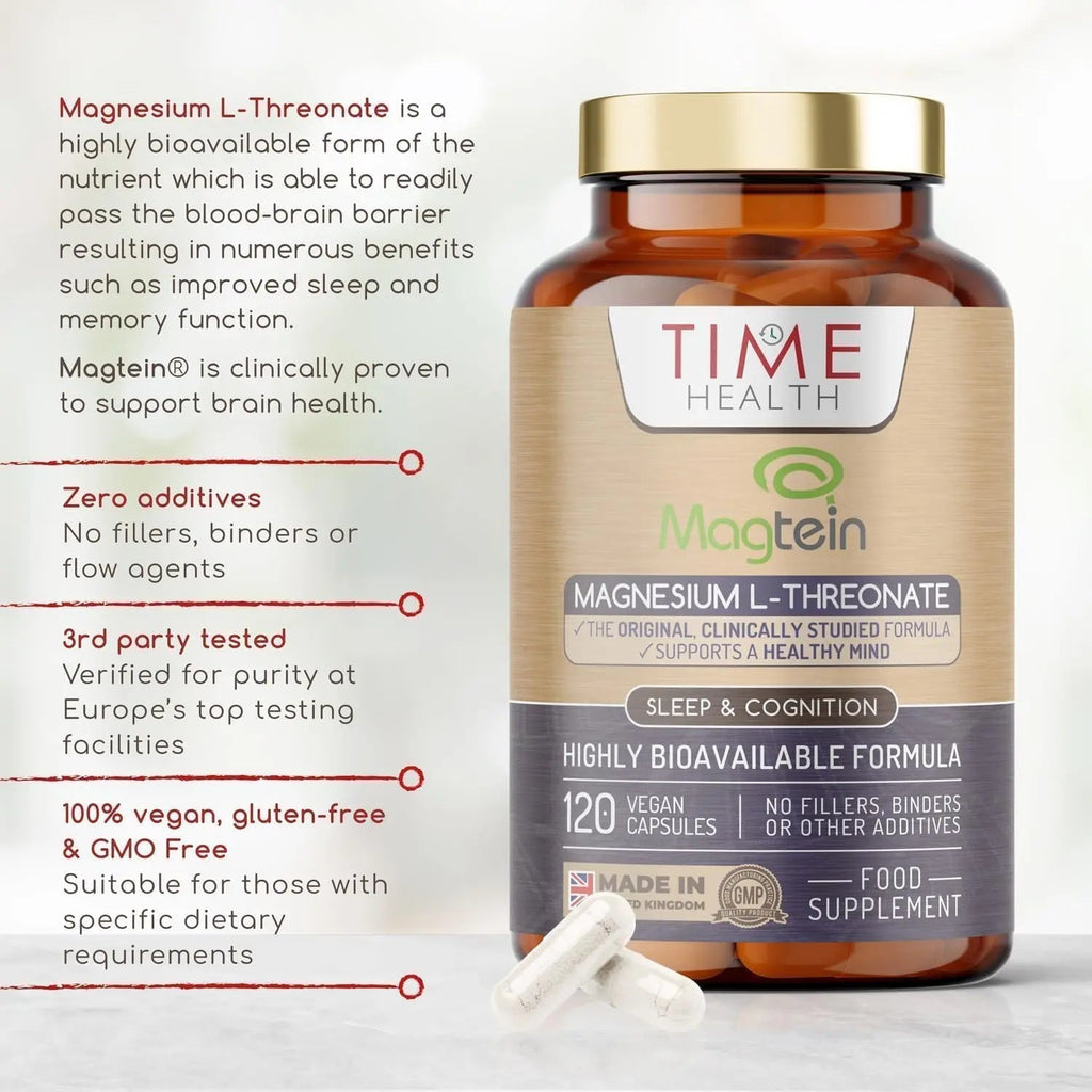 Magtein® Magnesium – 120 Capsules – High Strength 2100mg – Highly Bioavailable - TrustMedUSA