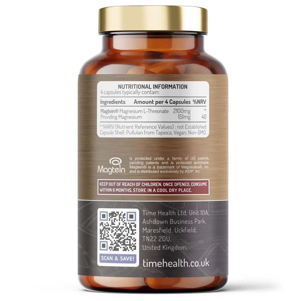 Magtein® Magnesium – 120 Capsules – High Strength 2100mg – Highly Bioavailable - TrustMedUSA