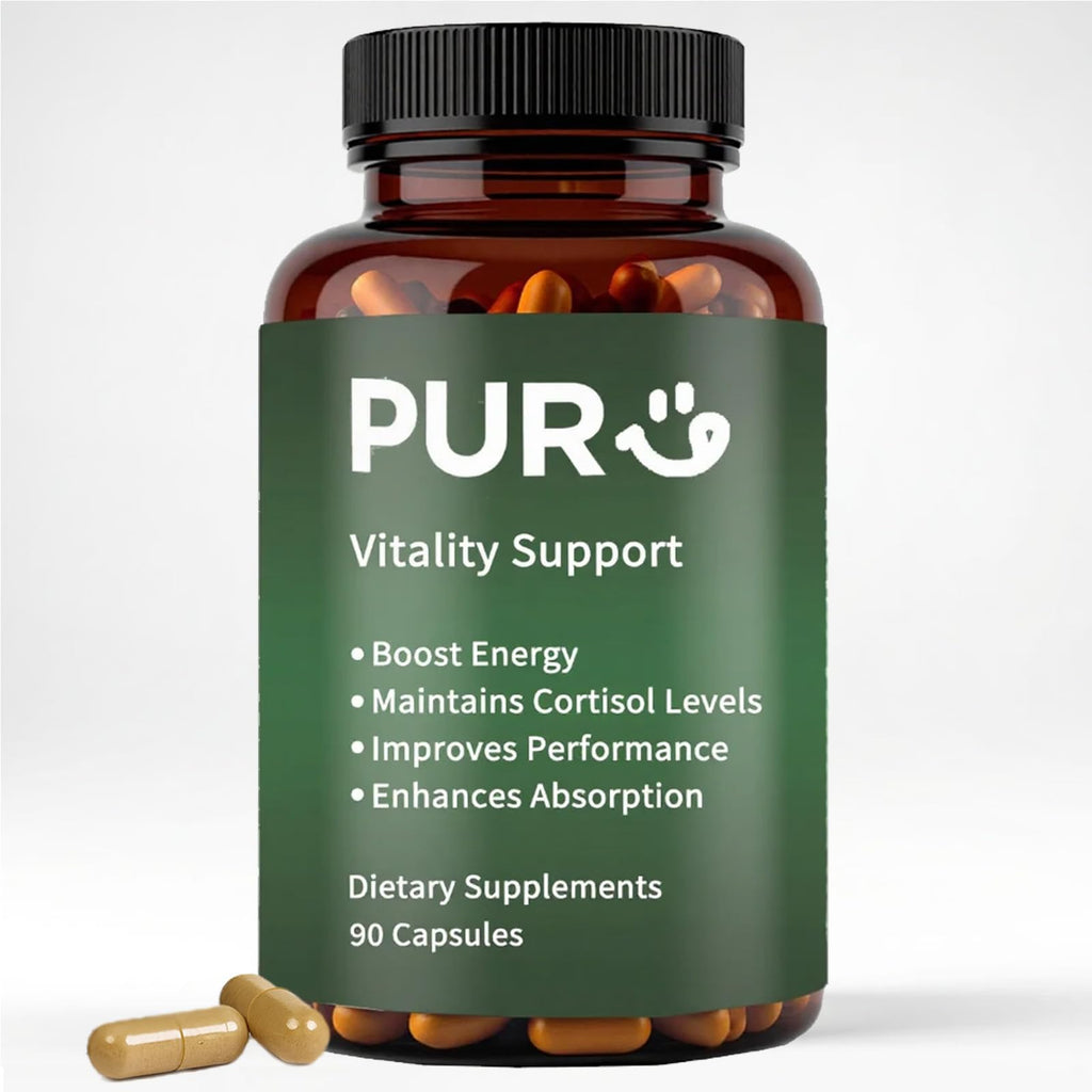 Maidlure Vitality Support - Men's Pills Blend with Ashwagandha, Shilajit, Black Pepper Extract & Vitamin | Natural & Organic Energy Enhancement - 90 Capsules - TrustMedUSA