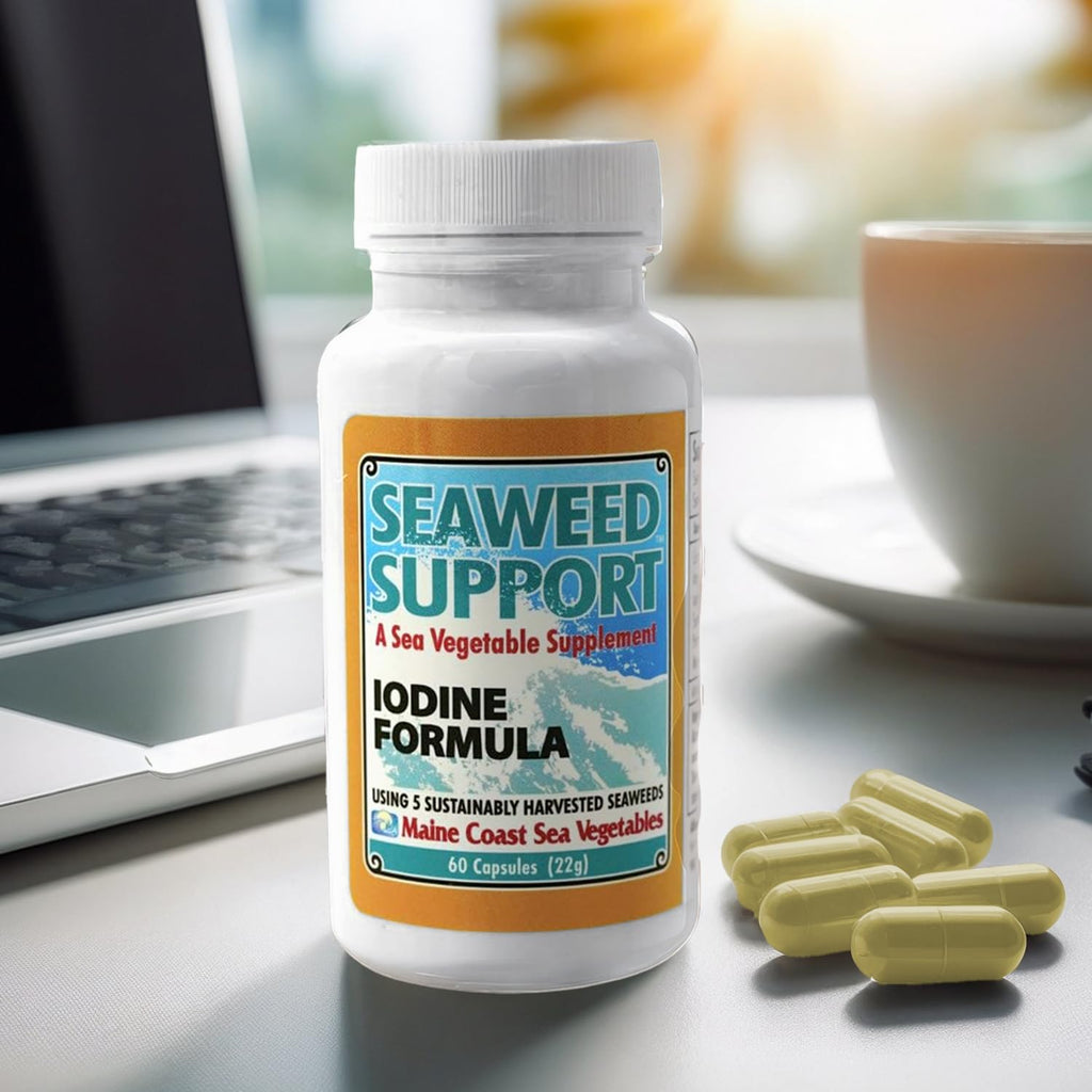 Maine Coast Sea Vegetables Seaweed Support Iodine Formula | Source of Iodine from Seaweed | Daily Use Iodine Supplement | Organic Alaria, Rockweed, Sea Lettuce, Dulse & Bladderwrack blend | 60 Capsule - TrustMedUSA