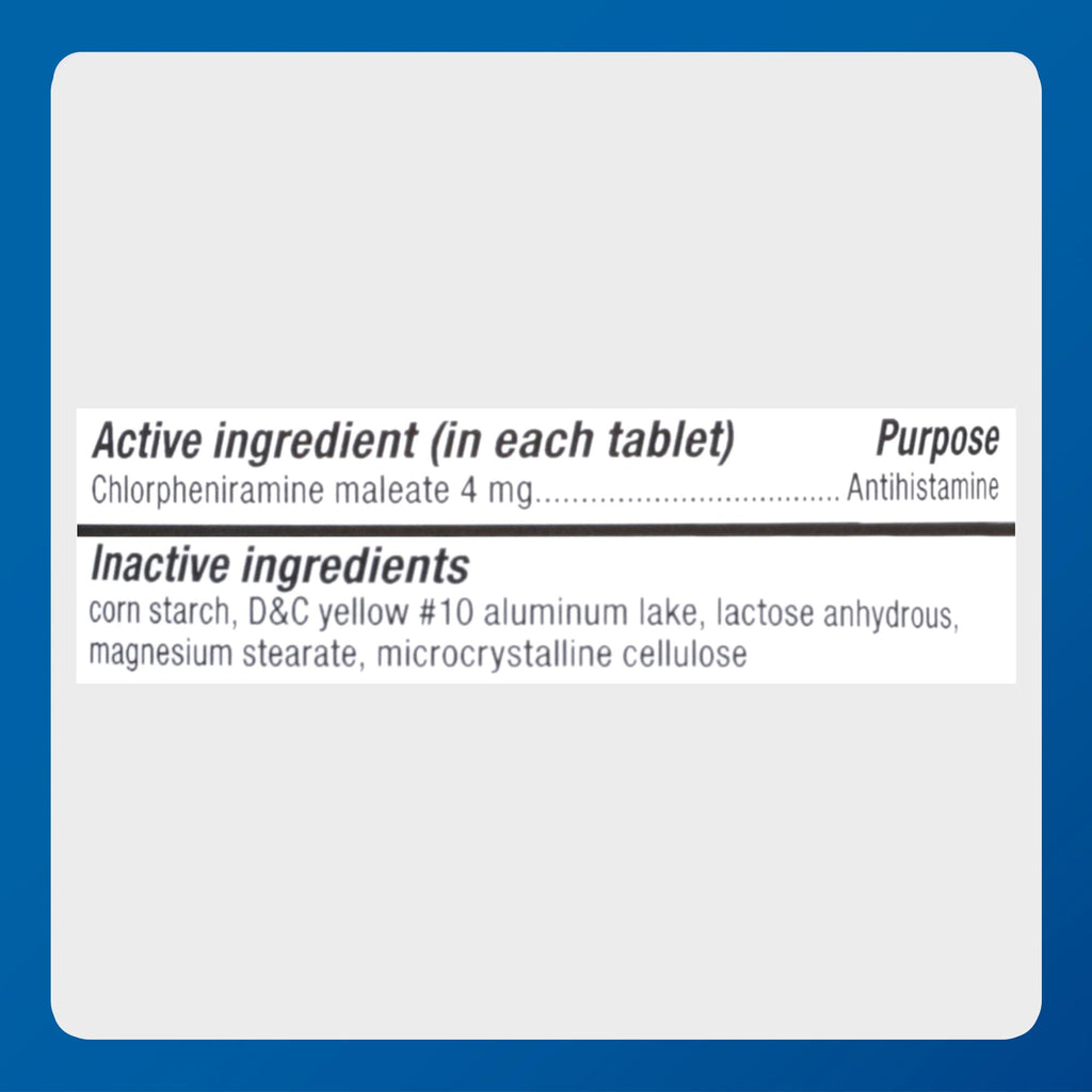 MAJOR 4 Hour Allergy Tablets - Chlorpheniramine Maleate - 4 mg - Antihistamine - 1000 Count (1 Pack) - Maple Wellness Supplements