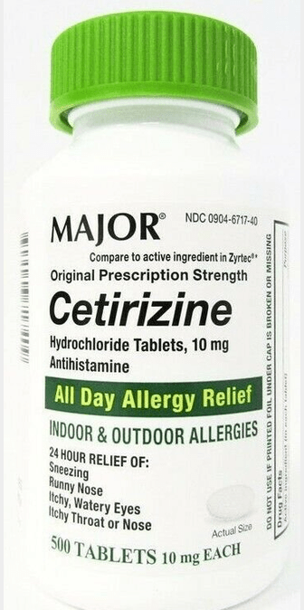 Major Cetirizine Hydrochloride Antihistamine 10mg Tablets 500ct - TrustMedUSA