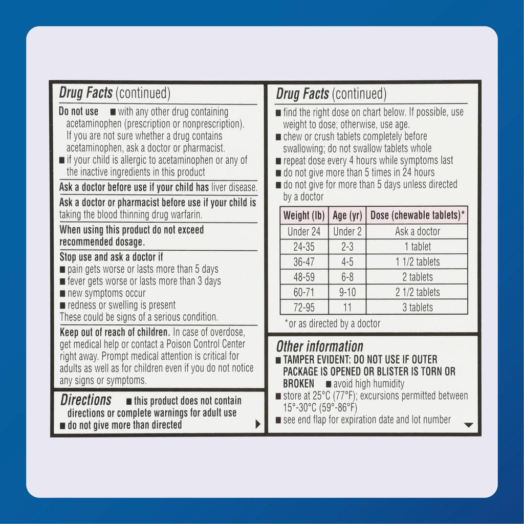 MAJOR Children’s Mapap Acetaminophen 160 mg Chewable Tablets - Pain Reliever/Fever Reducer - Aspirin Free - Ibuprofen Free - for Ages 2 to 11-24 Count (3 Pack) - TrustMedUSA