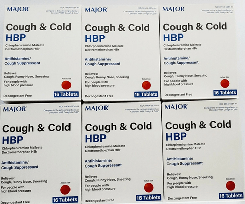 Major Cough & Cold HPB 16ct (Compare to Coricidin HBP) -6 Pack - TrustMedUSA