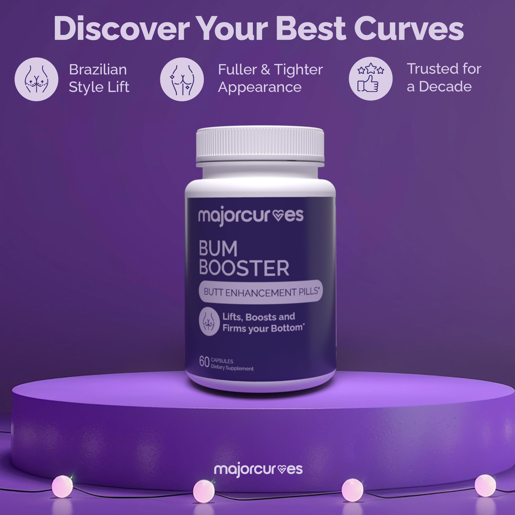 Major Curves Bum Booster Pills – Butt Enhancement for Women, Booty Growth Capsules for Bigger Bum, Curvier Hips and Glutes, Natural Brazilian Butt Lift Alternative with Fenugreek and Wild Yam - TrustMedUSA