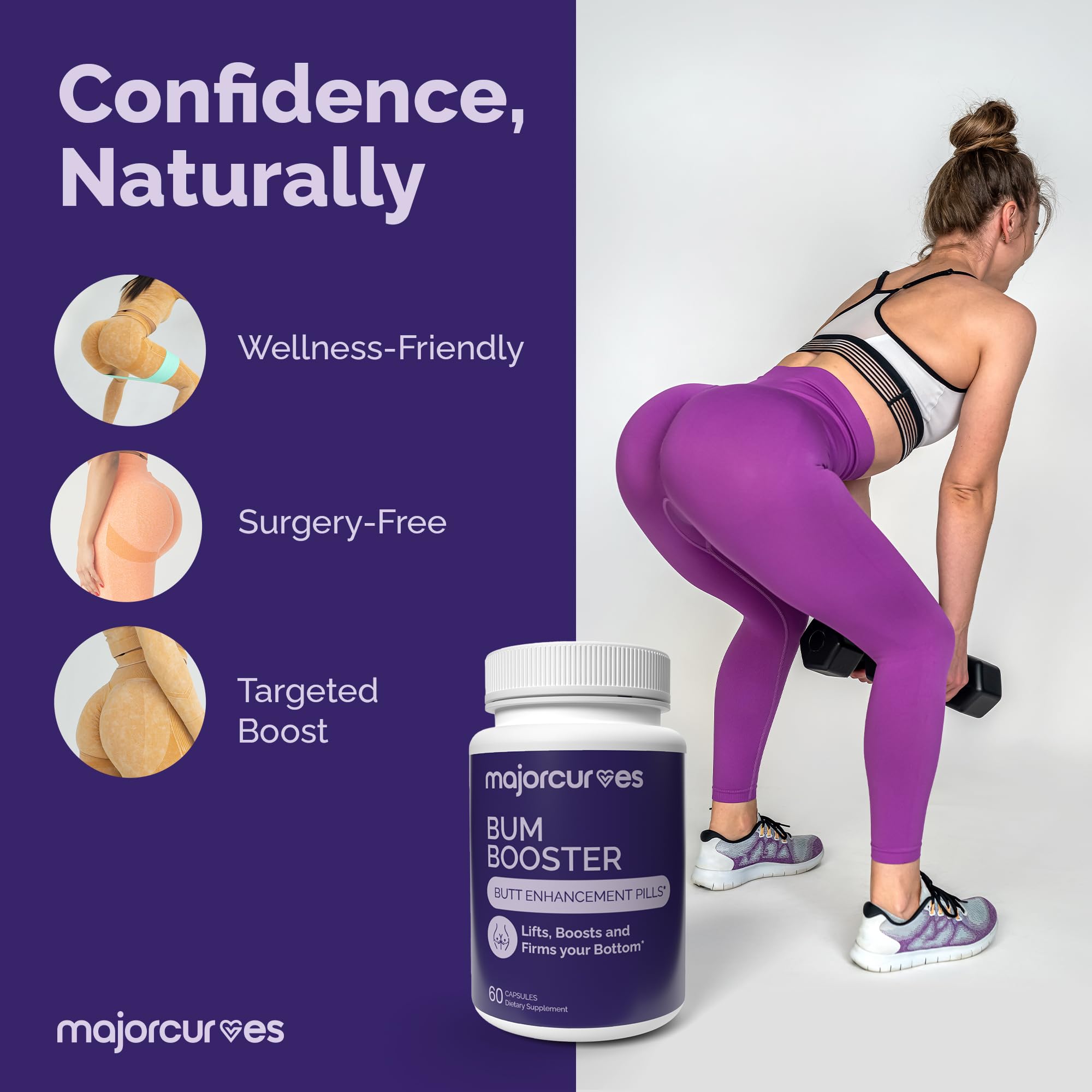 Major Curves Bum Booster Pills – Butt Enhancement for Women, Booty Growth Capsules for Bigger Bum, Curvier Hips and Glutes, Natural Brazilian Butt Lift Alternative with Fenugreek and Wild Yam - TrustMedUSA