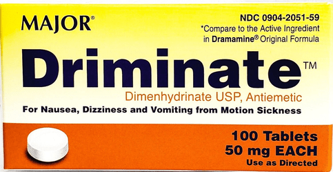 Major Driminate for Motion Sickness (Compare to Dramamine) 100ct - TrustMedUSA