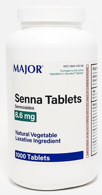 Major Senna 8.6mg Laxative Tablets 1000ct - TrustMedUSA