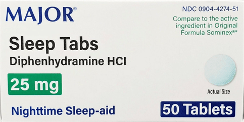 Major Sleep Tabs Diphenhydramine 25mg 50 Ct - TrustMedUSA