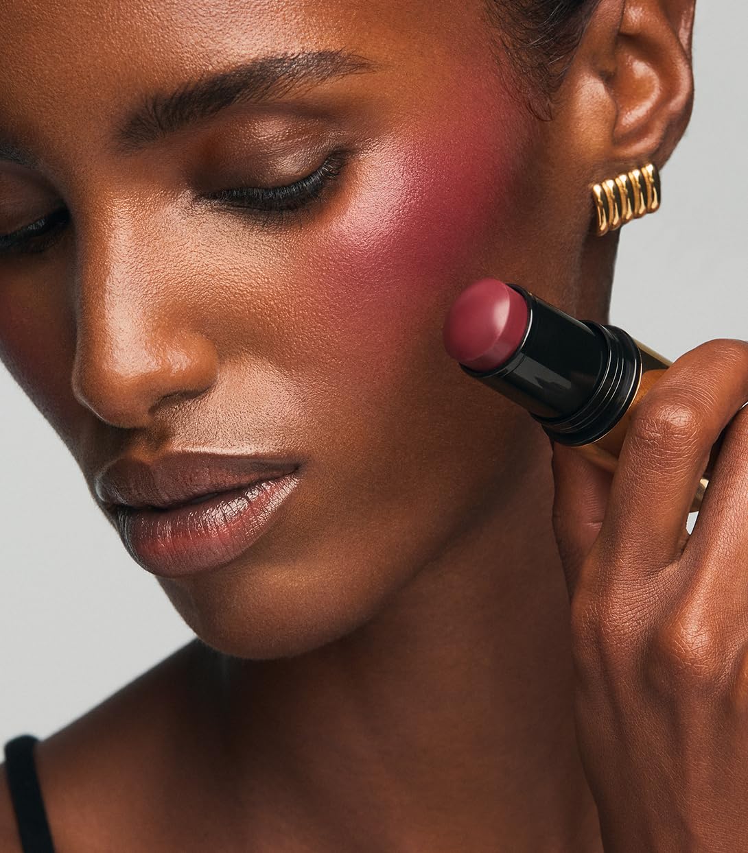 MAKE Beauty Cream Stroke Cream Blush Stick for Cheeks - Vibrant yet Natural Soft Matte Finish - Shade Rouge Moon, Berry Plum Blush Makeup - TrustMedUSA