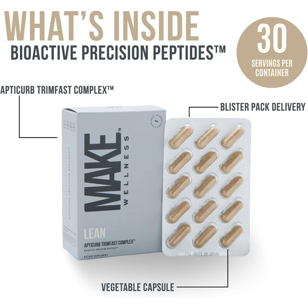 Make Wellness Lean Peptide Supplement | Supports Overall Wellness, Normal Muscle Health & Active Lifestyles | Bioactive Peptide Blend | Clean, Non-GMO Formula | 30 Servings for Daily Nutrition - TrustMedUSA
