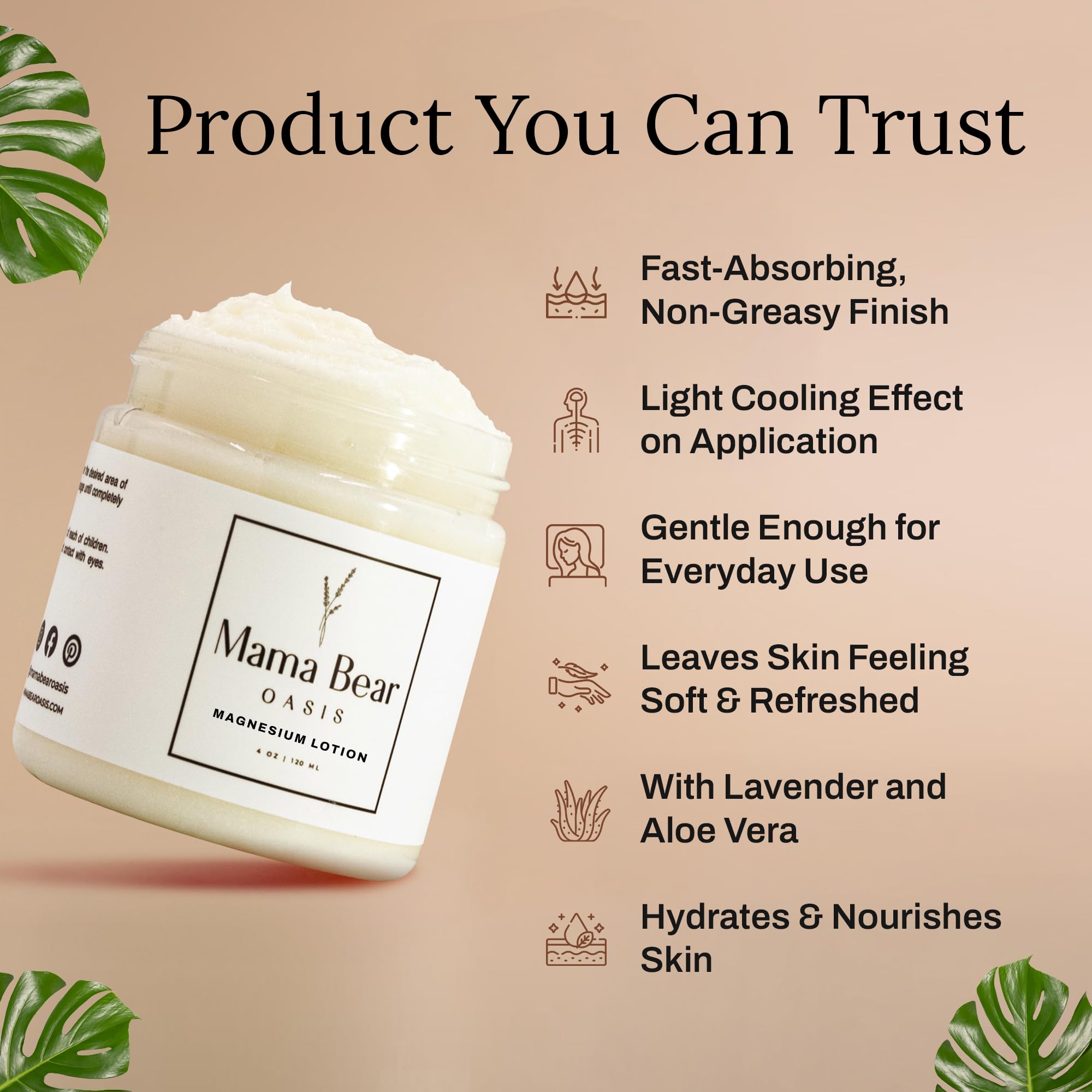 Mama Bear Oasis Lotion - Magnesium Cream - Lavender Magnesium Lotion for Foot, Hands, Legs, Toes Includes Arnica, Vitamin B6, Aloe Vera, MSM (Pack of 2) - TrustMedUSA