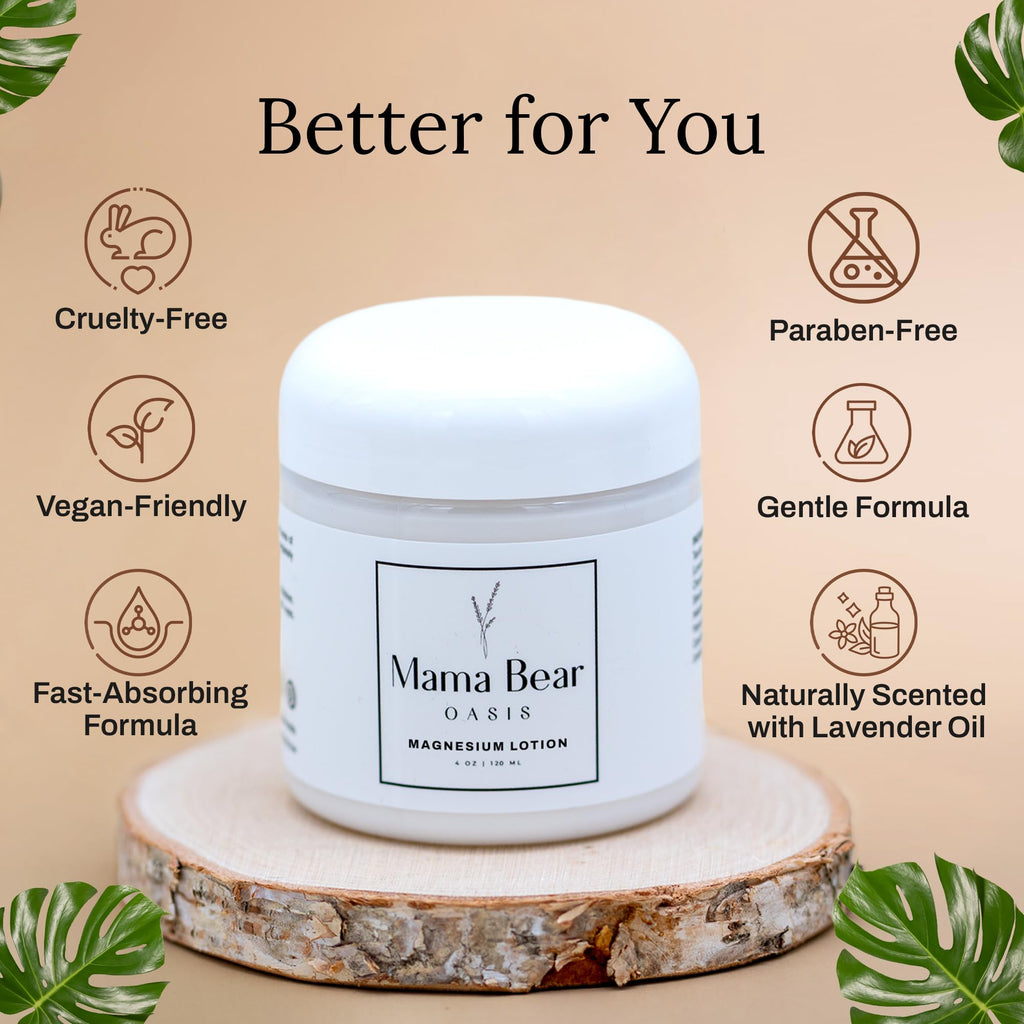 Mama Bear Oasis Lotion - Magnesium Cream - Lavender Magnesium Lotion for Foot, Hands, Legs, Toes Includes Arnica, Vitamin B6, Aloe Vera, MSM (Pack of 2) - TrustMedUSA