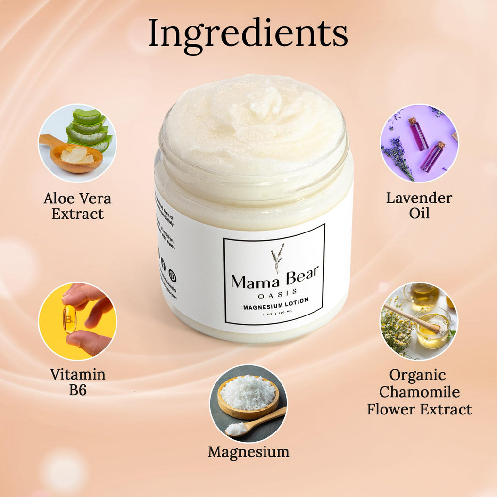 Mama Bear Oasis Lotion - Magnesium Cream - Lavender Magnesium Lotion for Foot, Hands, Legs, Toes Includes Arnica, Vitamin B6, Aloe Vera, MSM (Pack of 2) - TrustMedUSA