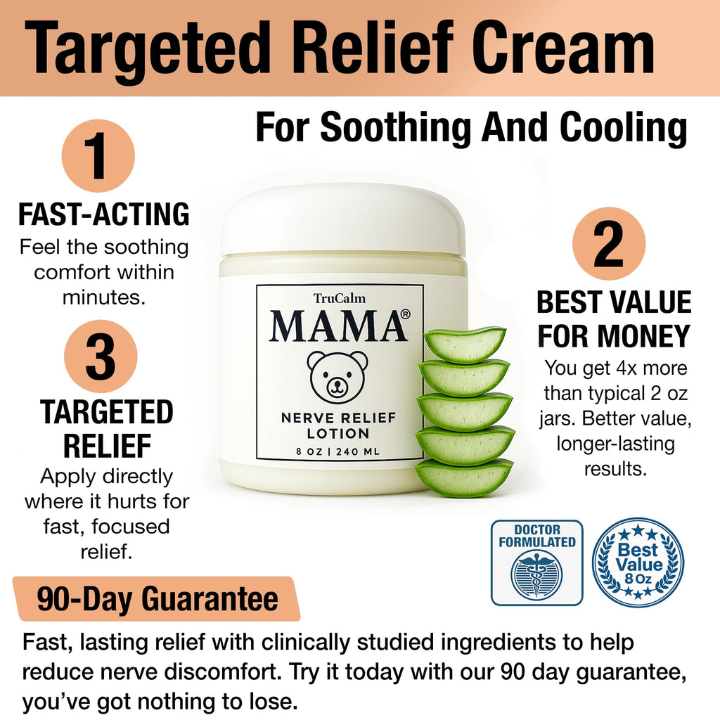 Mama Lotion – Neuropathy Nerve Relief Cream with Magnesium Chloride - Maximum Strength Comfort for Feet, Hands, Legs, Toes - Fast-Absorbing and Non-Greasy Formula for Food and Leg Comfort - 8 Oz - TrustMedUSA